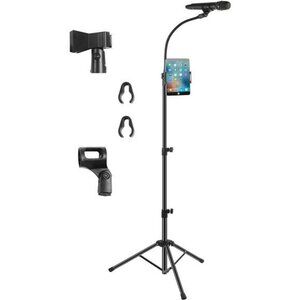 Microphone Stand Portable Mic Stand with Phone Holder ,Detachable Gooseneck Mic